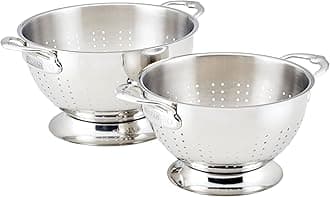 Hestan Provisions – 2-Piece Stainless Steel Colander Set – 3 & 5 Quart, Nesting Design