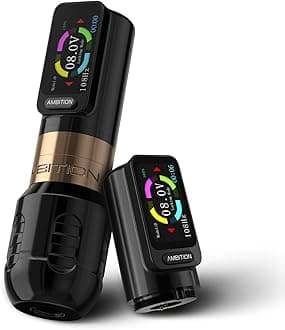 Zetton Wireless Tattoo Machine with Extra 2400mAh Battery Brushless Motor Straight Drive Bar Color Touch Display Rotary Tattoo Gun Cartridge Pen Supply for Professional Tattoo Artists