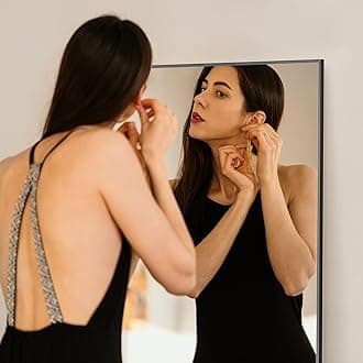 DUMOS Full Length Mirror 59"x16" Full Body Floor Mirror for Bedroom or Cloakroom, Can Stand Alone, Hang or Lean Against Wall, Tall Wall Mirror with Stand and Sleek Aluminum Alloy Thin Frame