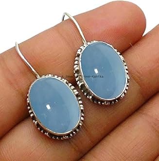 10x14MM Oval Gemstone Sterling Silver Ellipse Dangle Earrings for Women, Bezel Set Ear-Wire Earrings, Bridesmaid Earrings Mother's Day Gift (Amethyst)