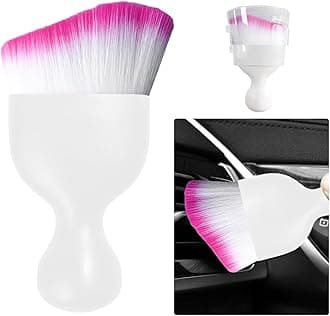 Ziciner Car Detailing Brush, Curved Soft Bristles Auto Removal Dust Collectors, Universal Vehicle Dashboard, Air Conditioner Vents etc Interior Cleaning Tool Accessories (White/White/Red
