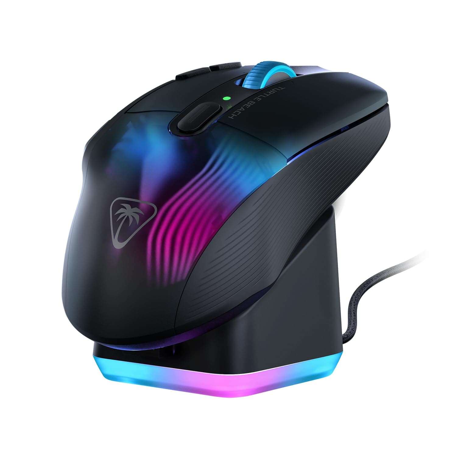 Turtle Beach Kone XP Air Wireless Gaming Mouse, 2.4 GHz/Bluetooth, Black/Black, Optical, 19K Optical, Multi-Button, 3.5 oz (99 g), Charging Dock, Reflex RGB