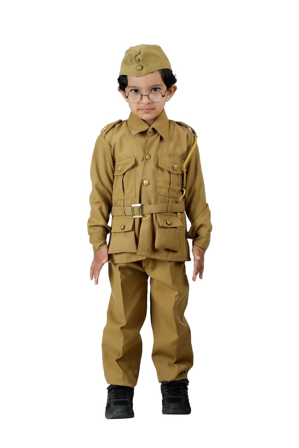 BookMyCostume National Hero Freedom Fighter Kids Fancy Dress Costume - Khaki 7-8 Years