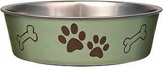 Loving Pets Bella Dog Bowls- Stainless Steel Dog & Cat Bowls - Spill Proof Dog Food Bowl, Cat Bowl, Puppy Essentials & Pet Supplies Great for Home & Travel (Large 35-65 lbs, Artichoke)