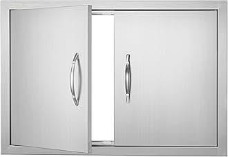 VEVOR BBQ Access Door, 28W x 19H Inch Double Outdoor Kitchen, Stainless Steel Flush Mount, Wall Vertical with Handles, for BBQ Island, Grilling Station, Outside Cabinet