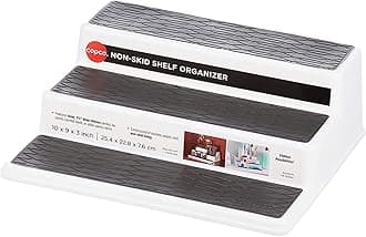 Copco Non-Skid 3-Tier Spice Pantry Kitchen Cabinet Organizer, 10-Inch, White/Gray