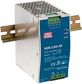 LINOVISION Mean Well NDR-240-48 48V 5 Amp 240W Industrial DIN Rail Power Supply PFC，90V to 264V AC Input