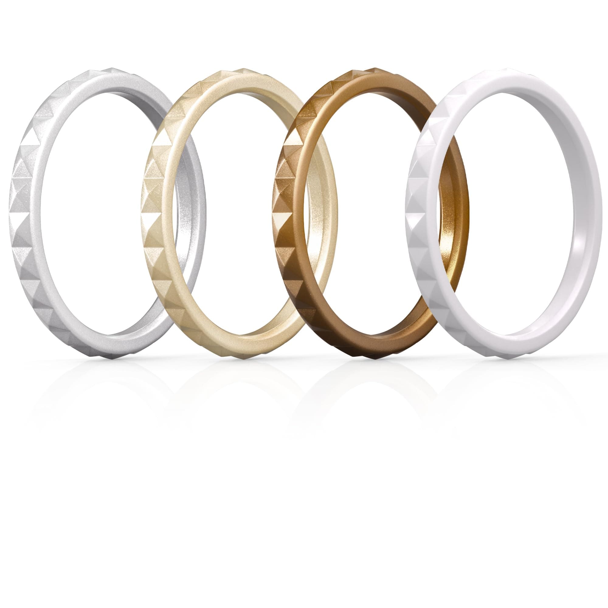 ThunderFit Thin and Stackable Silicone Rings for Women, Rubber Wedding Bands for Women Engagement Diamond Pattern 2.5mm Wide 2mm Thick - Variety Multipack 1-16