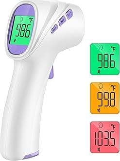 No-Touch Thermometer for Adults and Kids, Digital Thermometer with Fever Alarm, Fast Accurate Results, Easy for All Ages, FSA Eligible (Purple)