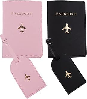 Snogisa Passport Wallets Travel Holder Set, Honeymoon gift, couple passport holder for honeymoon, Travel Luggage Tags Passport Cover for Wedding Bridal Shower Gift