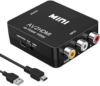 BD&M RCA to HDMI Converter, Composite to HDMI Adapter Support 1080P PAL/NTSC Compatible with PS one, PS2, PS3, STB, Xbox, VHS, VCR, Blue-Ray DVD Players