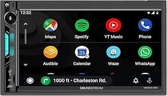 Soundstream VRCPAA-7DR 7" Double DIN Touchscreen Car Stereo, Wireless Apple CarPlay & Android Auto, Bluetooth Hands-Free, USB/AUX, Backup Camera Input, Steering Wheel Control, FM/AM, In-Dash Head Unit