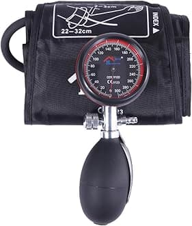 MCP Healthcare Palm Type Aneroid Blood Pressure Monitor Sphygmomanometer with Latex-Free Cuff – Professional Manual BP Monitor for Accurate Readings (Black)