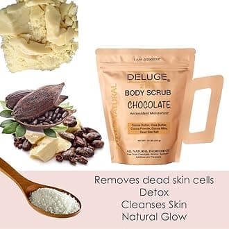 CHOCOLATE BODY SCRUB 100% NATURAL. Firm Skin*Anti-Aging* Moisturizing* Antioxidant* Stimulate Cell Renewal. Great for Spa's or Home Use. Made with Real Cacao Nibs, Cocoa Powder, COCOA BUTTER, DEADE SEA SALT, PURE CANE SUGAR. PARABEN AND ALCOHOL FREE. NO COLOR ADDED. Net Weight 8 oz