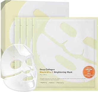 SUNGBOON EDITOR Deep Collagen Niacin-Vita C Overnight Mask | Brightening & Wrinkle Care Mask | 2,160,000PPB Collagen + Niacinamide + Vita C | Korean Skincare, 4ea | Gifts for Women