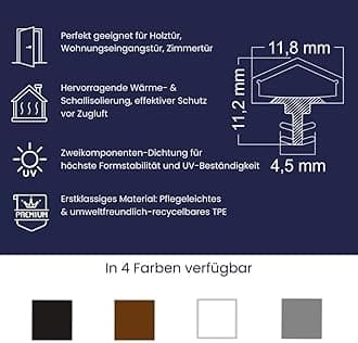 Door Seal Against Draft, Noise & dust, Saves Heating Costs, Seal, Sealing Tape, 4mm Groove Width 7mm Groove Depth 12mm Rebate, Steel Frame Seal, Rubber Seal, Door Seal