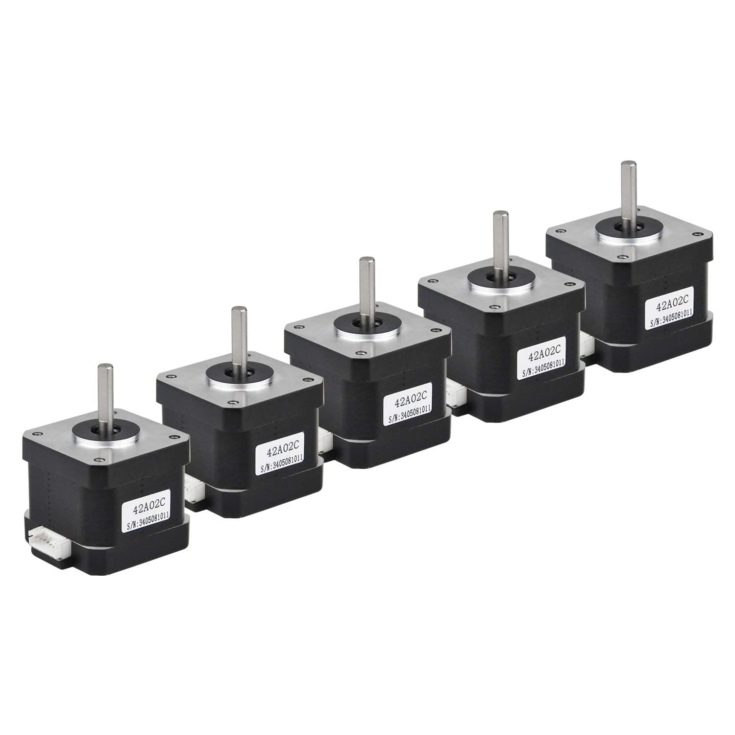 Nema 17 Stepper Motor 5PCS, 2 Phase Step Motor Bipolar 1.5A 59.5oz.in(42Ncm) 42x42x38mm 4-Wire 30cm Long Cable for 3D Printer (5, 42A02C-Dupont)