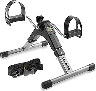 SMB-100 Mini Cycle Pedal Exerciser with Fixing Strap, Adjustable Resistance and Digital Display - Suitable for Light Exercise of Legs, Arms, and Physiotherapy at Home