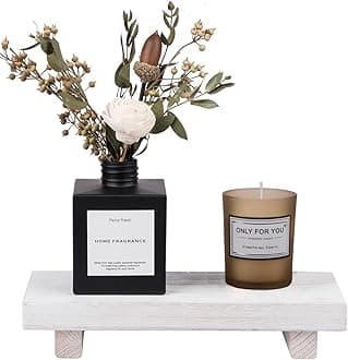 zoocatia Small Wood Tray Pedestal Stand Farmhouse Bathroom Decor Decorative Wooden Riser Kitchen Soap Dish Holder for Vanity, Counter, Sink, White