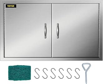 VEVOR BBQ Access Door 36W x 21H Inch, Double BBQ Door Stainless Steel, Outdoor Kitchen Doors for BBQ Island, Grill Station, Outside Cabinet