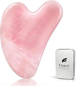 Flagest Rose Quartz Facial Massage Tool, Heart Shape Rose Quartz Trigger Point Treatment on Face