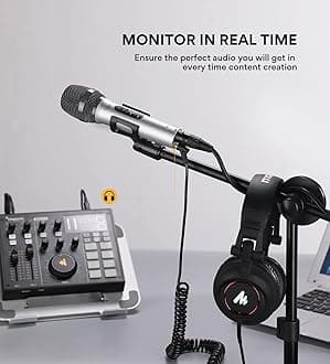MAONO USB/XLR Podcasting Dynamic Microphone, Studio Mic Kit with Volume Control, Shock Mount, Pop Filter, Ideal for Vocal, Recording, Voice Over, Live Streaming - Silver