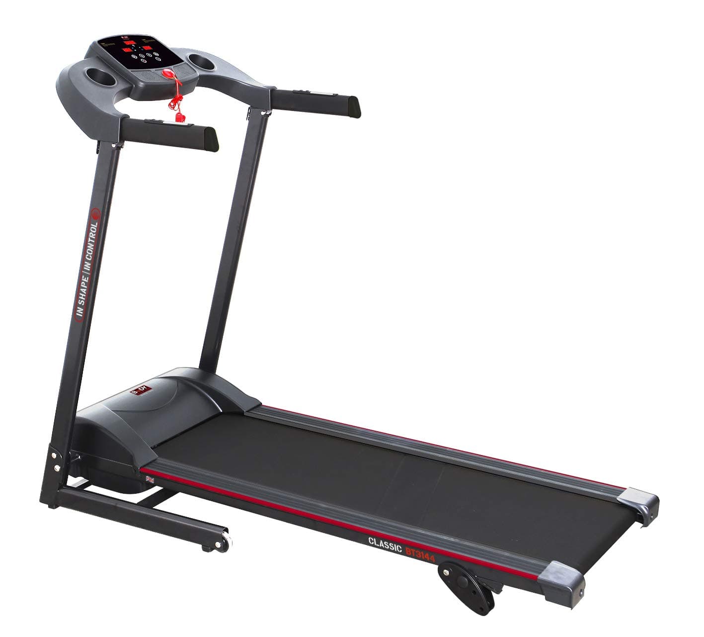 Body Sculpture BT3144 Motorised Treadmill | 12 Smart Programmes | Adjustable Speed (12KPH Max) | 2 Water Bottle Holders | 3 Level Manual Incline | Folds | Track Your Progress | Transport Wheels | More