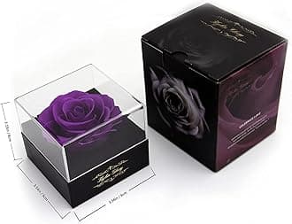 Kylin Glory Fresh Cut Flower Preserved Rose for Women Mom Wife Girlfriend - Flower Gift Real Rose Decor for Mother's Day Valentine's Day Wedding Party Celebration Birthday Anniversary (Purple)