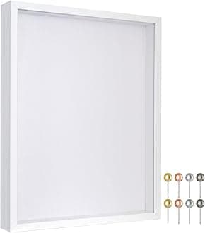 Califortree 11x14 Shadow Box Frame with Soft Linen Back - Metal Push Pins Included, Memory Large Shadow Box Display Case for Bouquet Awards Medals Wedding Photos and More, White