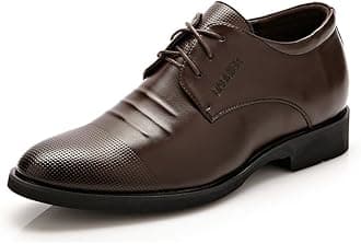 Battle Men Men's Elevator Shoes 2" Taller Lace up Faux Leather Formal Oxford Dress Footwear Removable Invisible Height Increasing Insole Formal Men