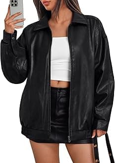 Womens Leather Jacket, Oversized Going Out & Everyday Statement Piece, Bomber Jacktes Moto Coat