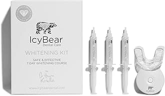 ICY Bear Teeth WHITENING KIT - Easy at-Home Use - Up to 10 Shades Whiter - Peroxide-Free High Concentration Pap Formula - LED Light - Vegan & Cruelty-Free