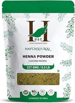 H&C 100% Natural and Pure Henna Powder/Lawsonia Inermis 227 gms (1/2 LB) for Hair