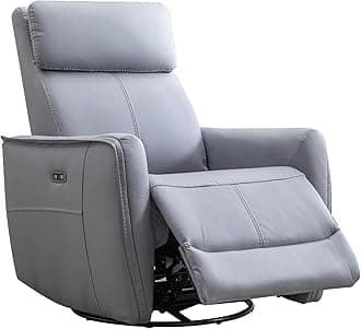 ANJPower Rocker Recliner Chair with USB Port, Electric 270° Swivel Glider Recliners, Upholstered Leathaire Rocking Reclining Sofa Nursery Recliner for Living Room, Bedroom