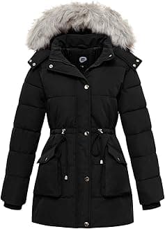 Women's Winter Hooded Coat Waterproof Down Long Jacket Warm Parka Thicken Puffer Coat with Removable Fur Hood