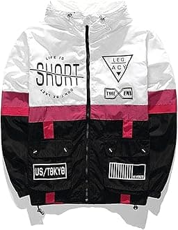 AITFINEISM Men's Lightweight Drawstring Hooded Zip Up Sports Jacket Windproof Windbreaker