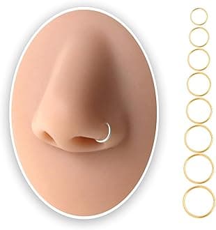 Sealoy5mm Super Tiny Thin Nose Rings Hoops for Women/Men, Small Gold Nose Rings 24g for Nose Piercings (1pc - 24 gauge - 5mm, 14K Gold Filled)