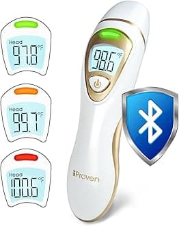iPROVEN Bluetooth Ear & Forehead Thermometer for All Ages – Easily Export & Monitor Temperature Trends, Silent Vibration Alerts | Digital Infrared Baby Thermometer with Ear Mode & Hypothermia Alert