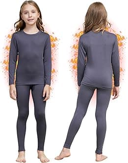 Girls Thermal Underwear Set Ultra Soft Fleece Lined Kids Long Johns Top Bottom Thermals Kids Base Layer Winter Warm