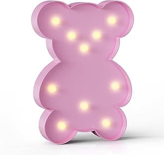Pink Bear Decor, Battery Powered Bear Night Light for Kids, Pink Party Decorations, Baby Night Light for Bedroom, Toddler Night Lights, Pink Kids Room Decor for Bedroom