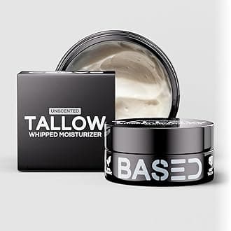 BASED Beef Tallow Moisturizer - Grass Fed Tallow with Raw Manuka Honey, Rosehip Oil & Vitamin E - Bio-Identical Skincare, Unscented, Face & Body (50ml Pack of 1)