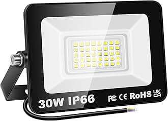 PICAA LED Flood Light Outdoor,30W 3000 Lumens Super Bright 6500K Cold White LED Safety Light, IP65 Waterproof, for Garden, Courtyard, Patio, Square, Factory