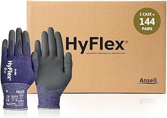 Ansell HyFlex 11-561 Mechanical Ultra-Light Work Gloves for Automotive, Machinery, Metal Fabrication, Mining, Oil, and Gas, Size 6, Blue (Pack of 144)