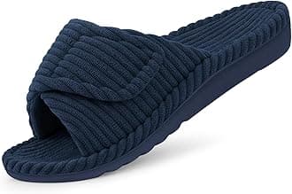 Litfun Orthopedic House Slippers for Women Adjustable Arch Support Indoor Slippers Open Toe Corduroy Bedroom Shoes