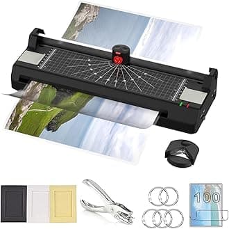 Eficentline Laminator Machine for A3/A4/A6, YE381 Thermal Laminating Machine for Home Office School Use with 100 Pouches, Paper Trimmer and Corner Rounder