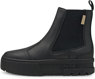 Puma Womens Mayze Round Toe Chelsea Boots Ankle Low Heel 1-2" - Black