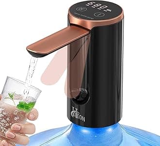– Hoteon Automatic Water Dispenser Pump, 3 Quantitative Settings Drinking Water Pump with LED Display, Foldable USB Rechargeable Electric Mini Water Pump for 20 Litre Bottle Can for Home