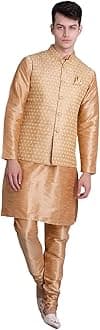 Uri and MacKenzie Men's Silk Blend Kurta Pajama with Designer Ethnic Nehru Jacket/Modi Jacket