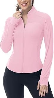 Women's Workout Athletic Jacket Lightweight Zip Up Yoga Slim Fit Tops with Pockets