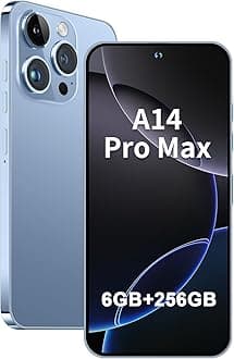 A14 Pro Max Unlocked Android Phone 6GB+256GB Cell Phone 6.8-inch HD Screen Unlocked Phone 6800 mAh Large Battery 24MP+50MP Camera Smartphone 5G Dual SIM (Blue)